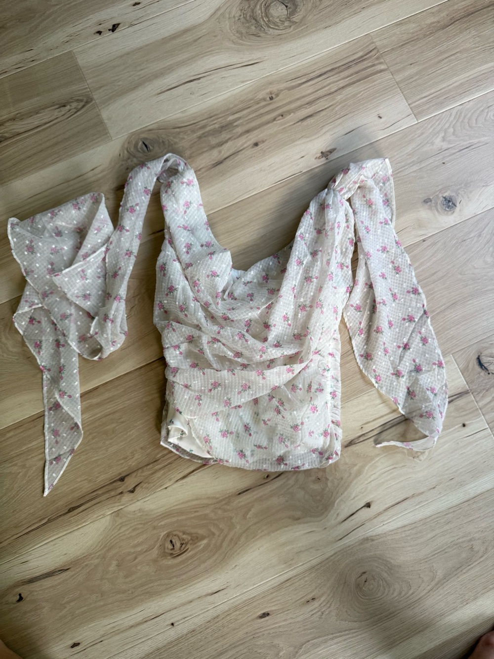 Floral Pink Tie-Shoulder Women’s Corset Top